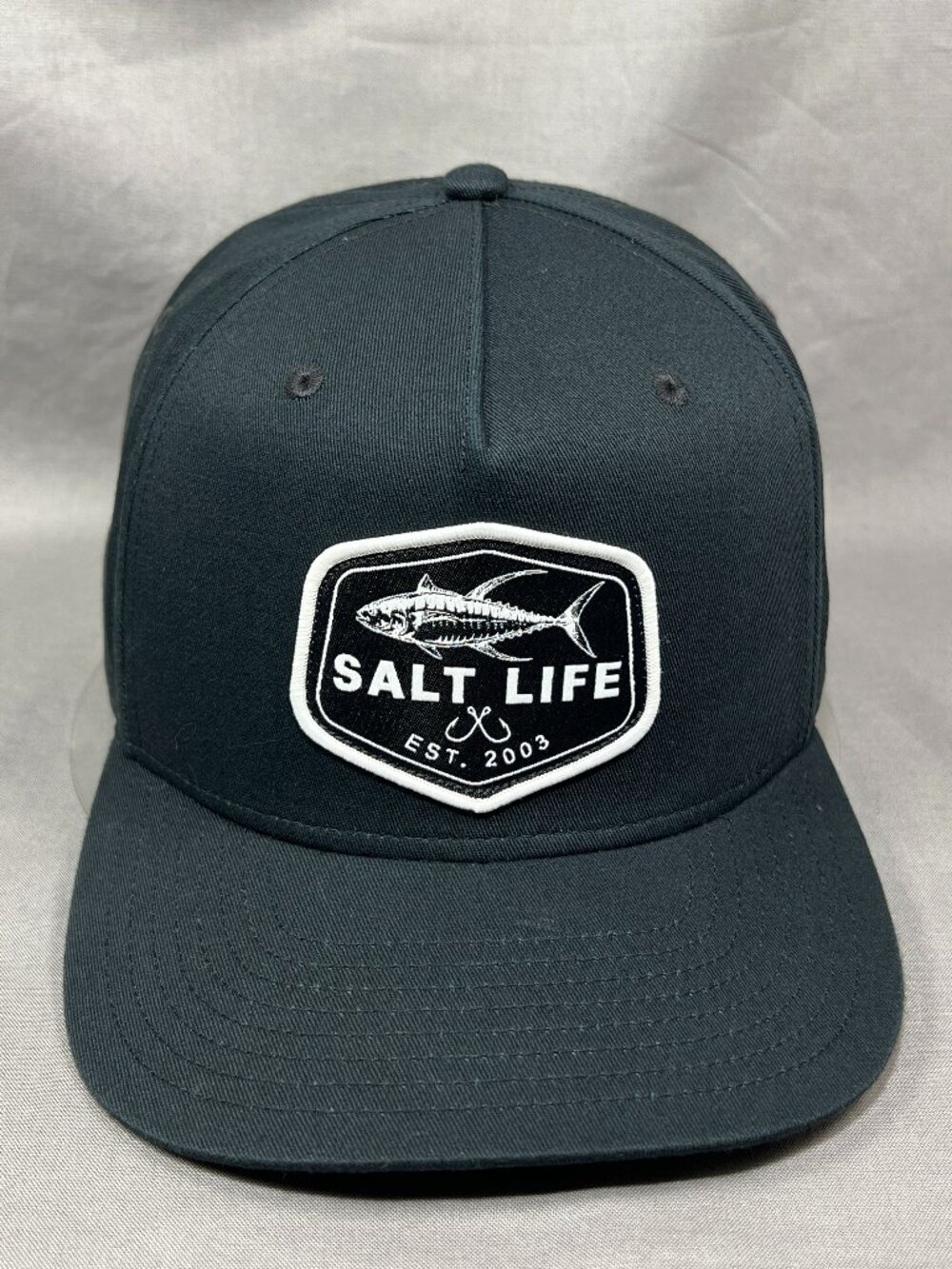 Salt Life Salty Journey Baseball Hat Tuna Fish Patch Fishing Black Snapback Cap